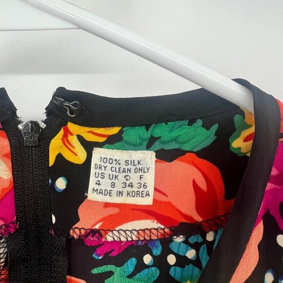 Vintage Talbots Nipon 100% Silk Floral Tulip Dress Women's Size 4 - Picture 6 of 9